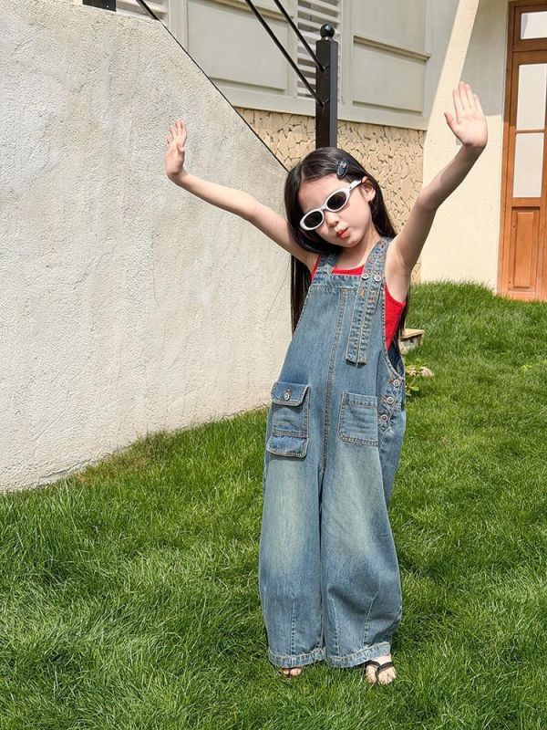 親子-可鹹可甜牛仔慵懶吊帶連身褲 