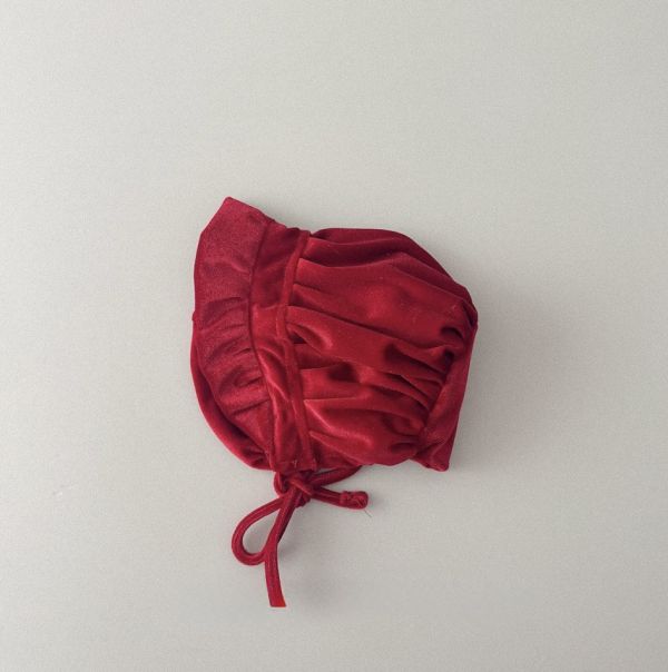 新年酒紅絲絨宮廷護耳綁帽 