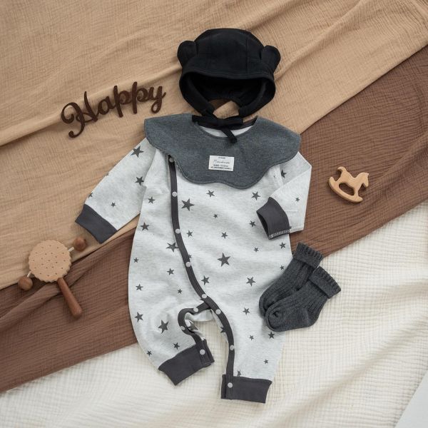 新生兒純棉星星四季連身裝 