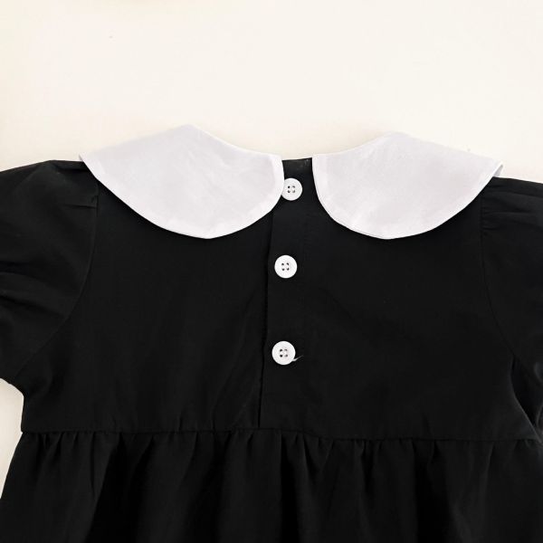 赫本風娃娃領撞色包屁衣 