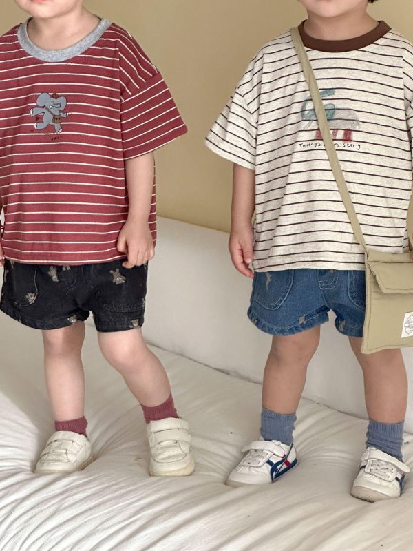 大象印花條紋寬鬆上衣 