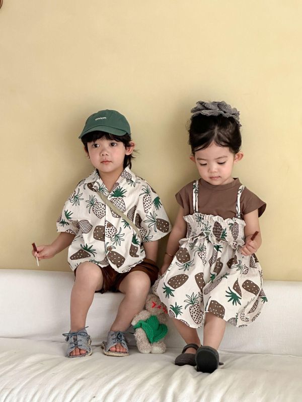 男女童夏日鳳梨兩件式套裝 