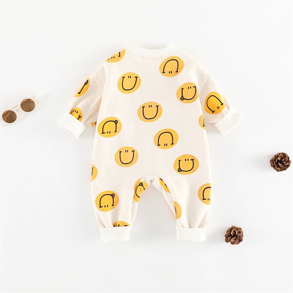 『現貨80cm』滿版可愛笑臉加厚連身裝 