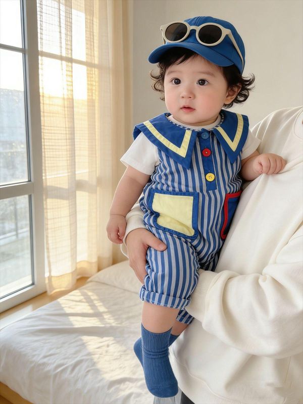 可愛馬戲團小丑翻領兩件套連身裝 