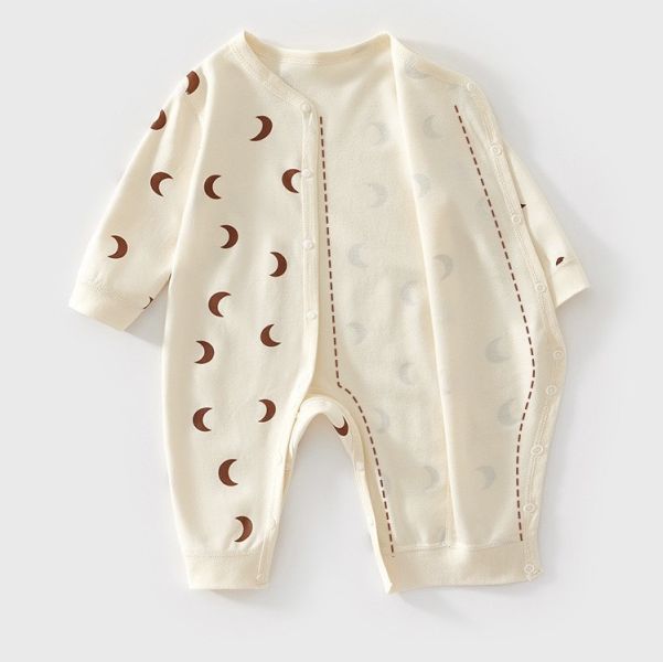 新生兒月亮開釦棉質連身裝 