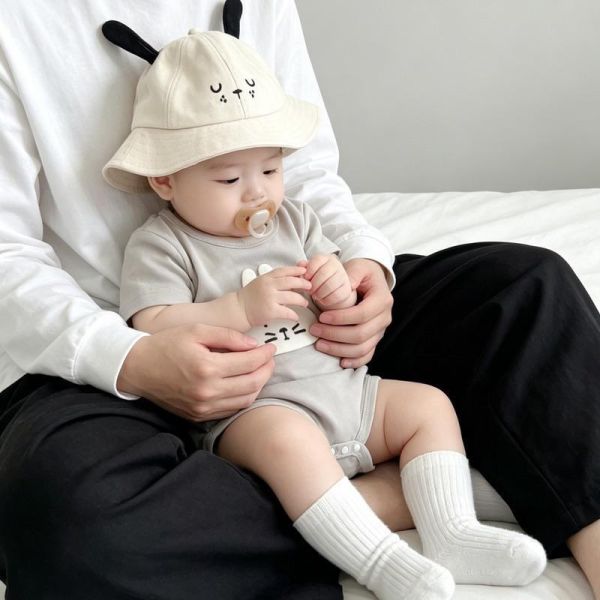 兔子貼布素色包屁衣 