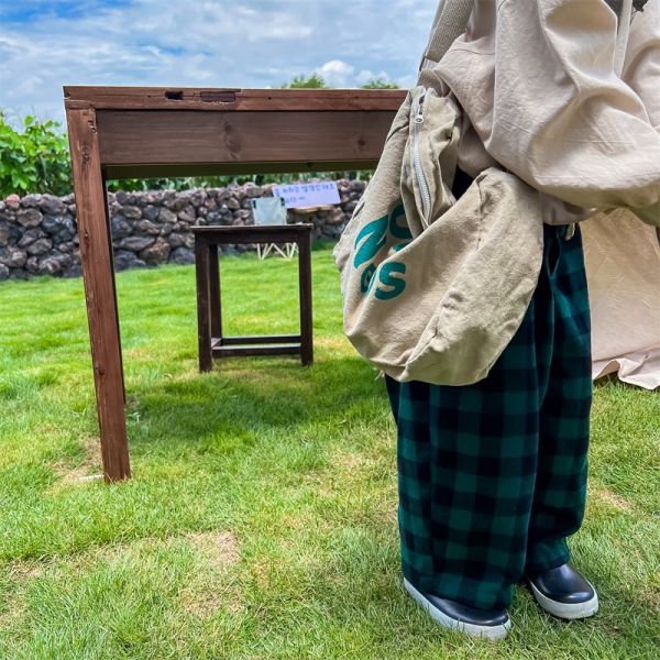 鬆緊時尚格紋休閒哈倫褲 