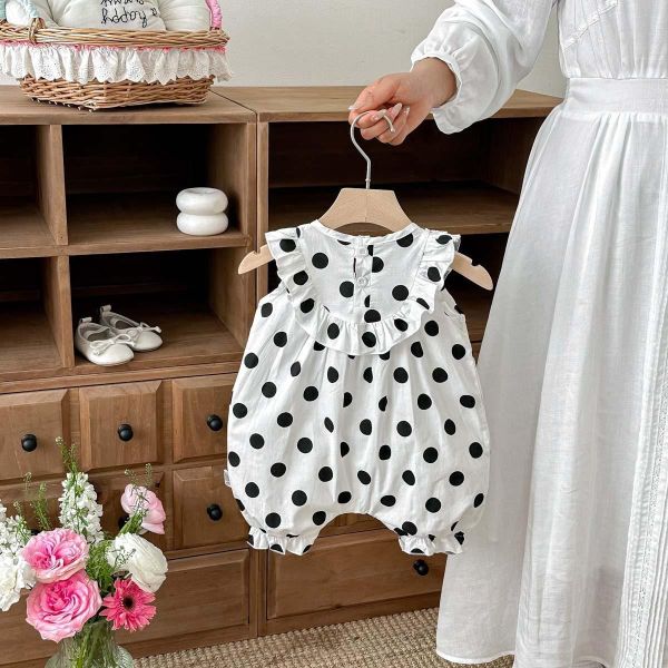 後開釦點點花領連身裝 