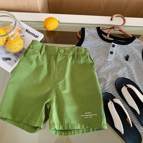 簡約字母素色休閒五分短褲 