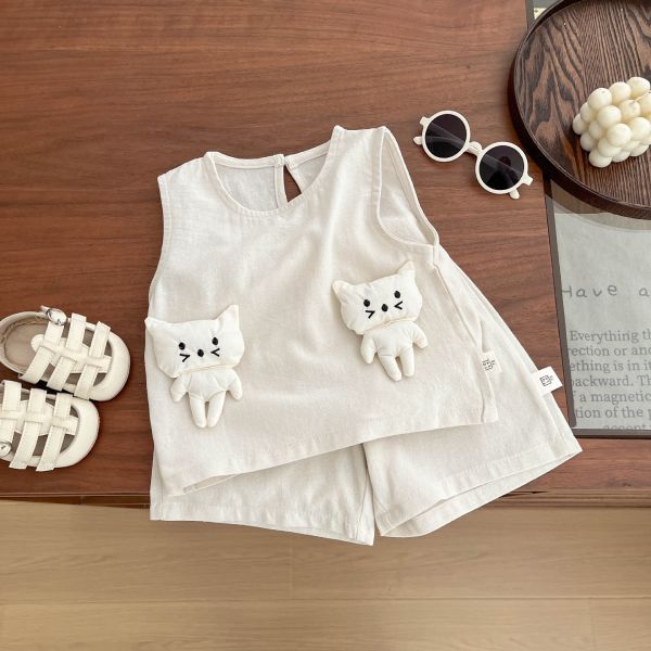 立體可愛貓咪娃娃背心套裝 