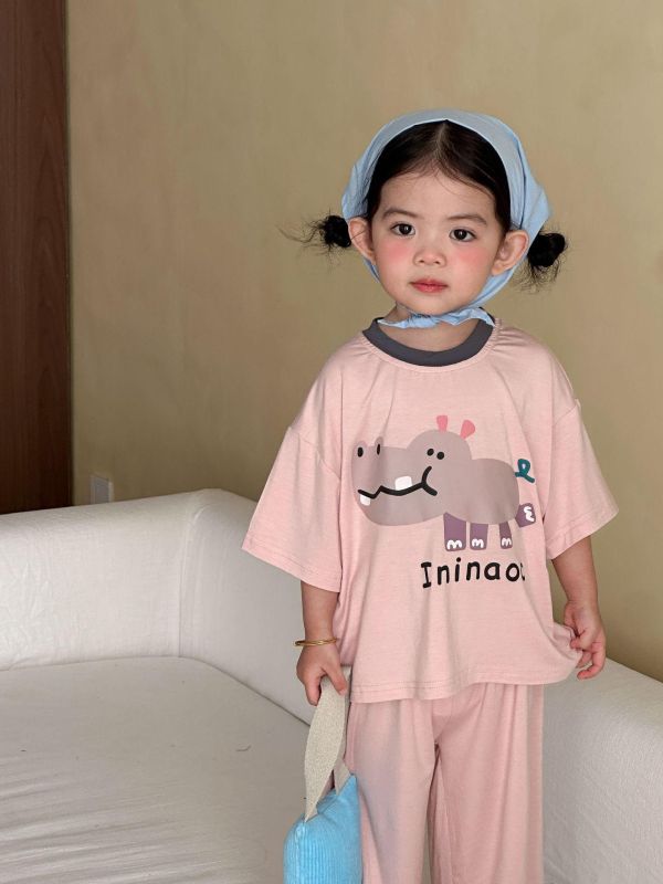 可愛印花寬鬆彈力居家套裝 