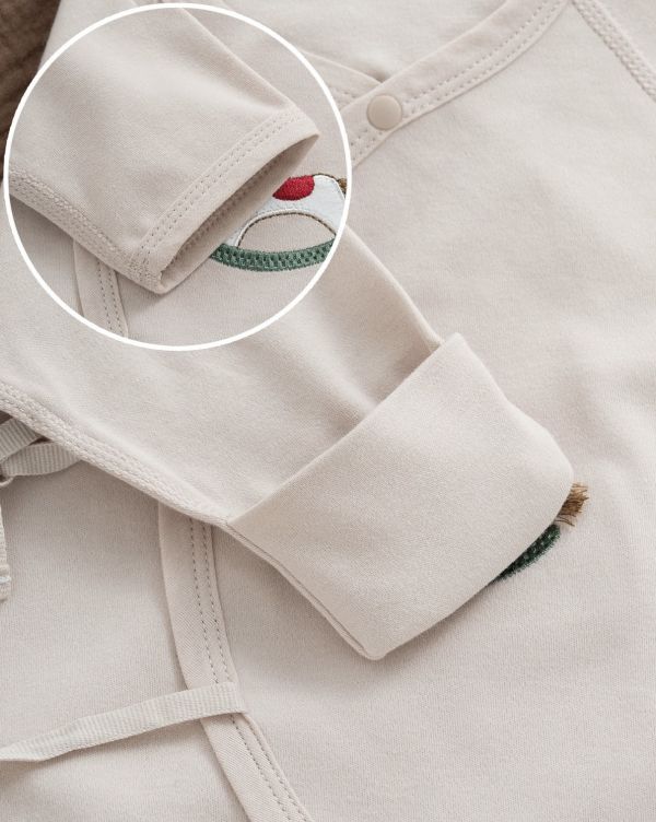 新生兒小馬電繡純棉反包手連身裝 