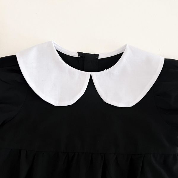 赫本風娃娃領撞色包屁衣 