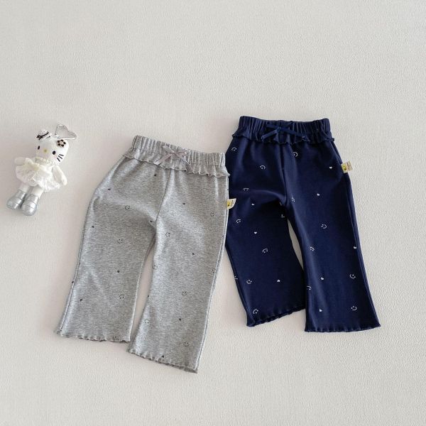 可愛笑臉木耳花邊彈力長褲 