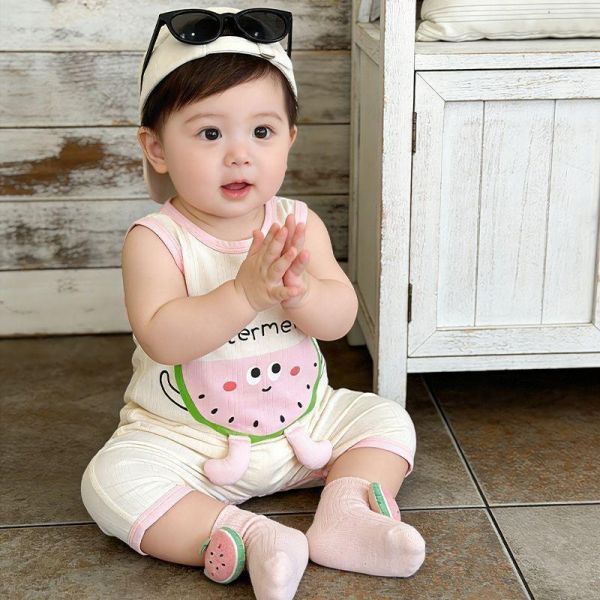 薯條/西瓜/森林熊撞色壓邊連身裝(3色) 