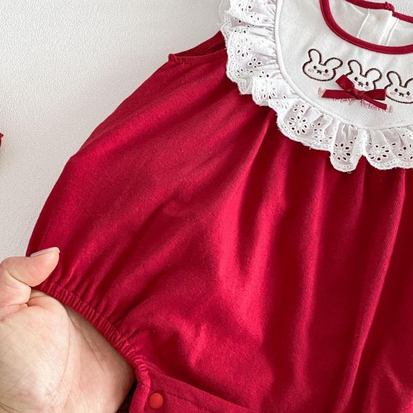 兔子刺繡蕾絲領氣質包屁衣 