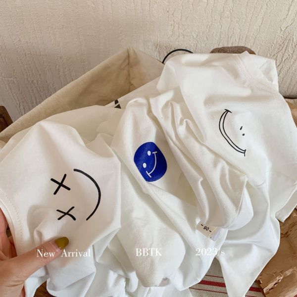 四季薄款笑臉打底上衣/白T 