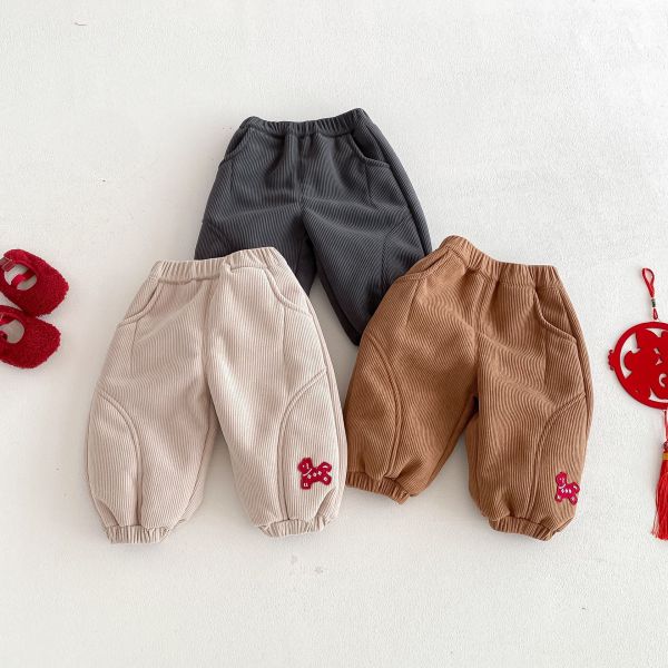 『現貨100cm』小馬刺繡燈芯絨加厚長褲 