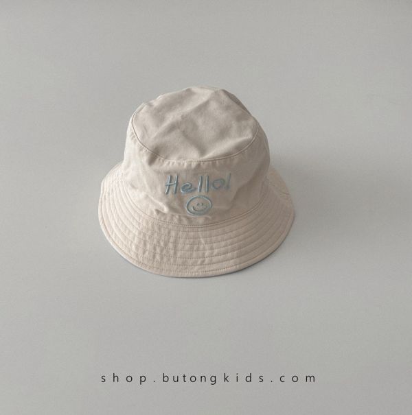 hello笑臉刺繡雙面可戴遮陽盆帽 