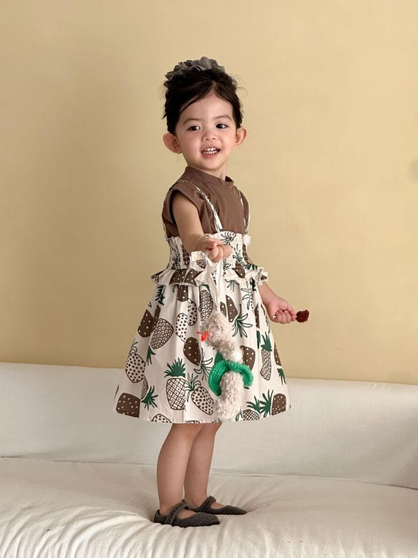 男女童夏日鳳梨兩件式套裝 