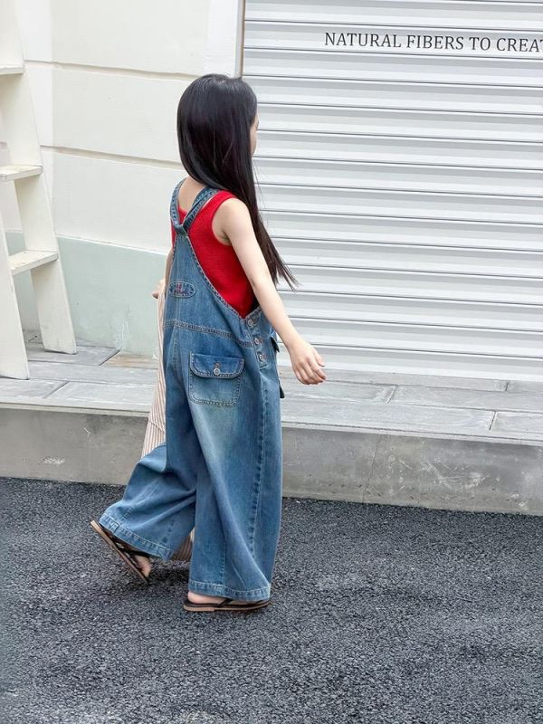 親子-可鹹可甜牛仔慵懶吊帶連身褲 