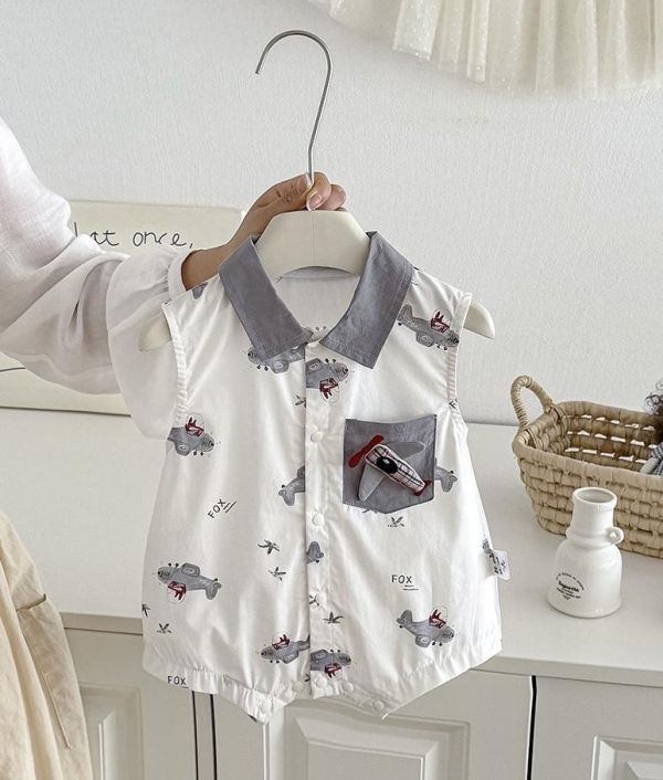 帥氣飛機翻領開釦連身裝 