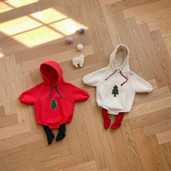 聖誕樹刺繡連帽包屁衣 