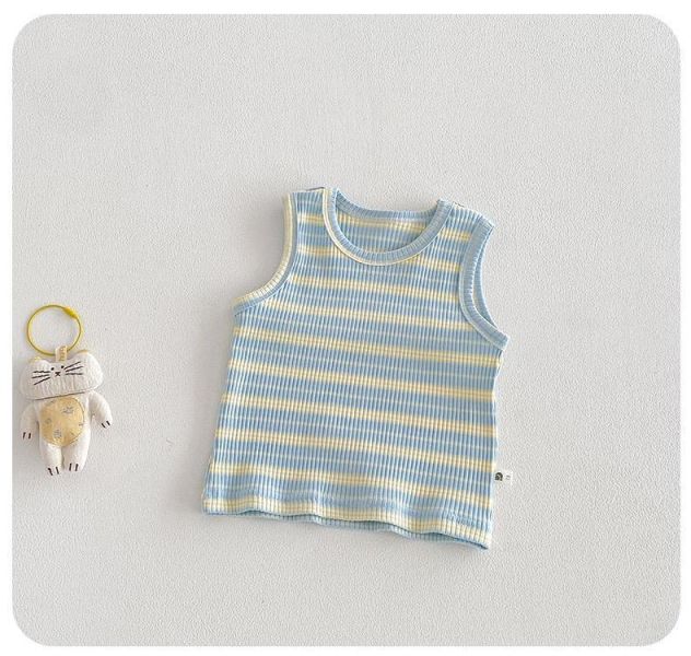 彈力條紋背心+星星娃娃吊帶褲 