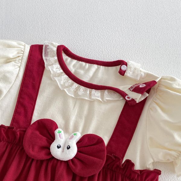 假兩件兔子蝴蝶結包屁衣 