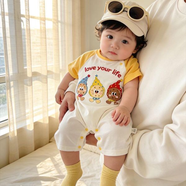 薯條/餅乾黃拼袖連身裝 