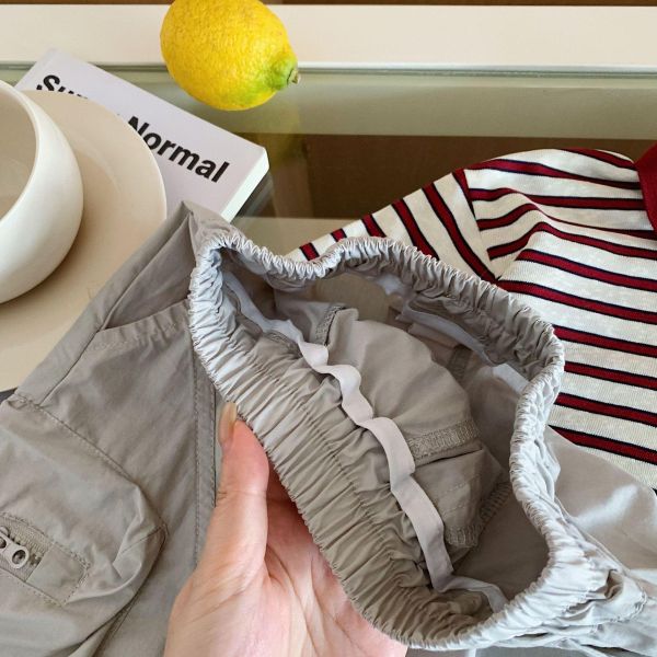 New素色雙拉鍊口袋五分短褲 