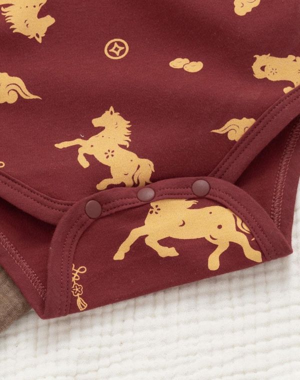 新生兒滿版小馬側開純棉包屁衣 