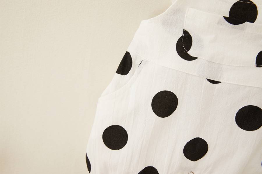 棉麻大波點點吊帶褲(含帽) 