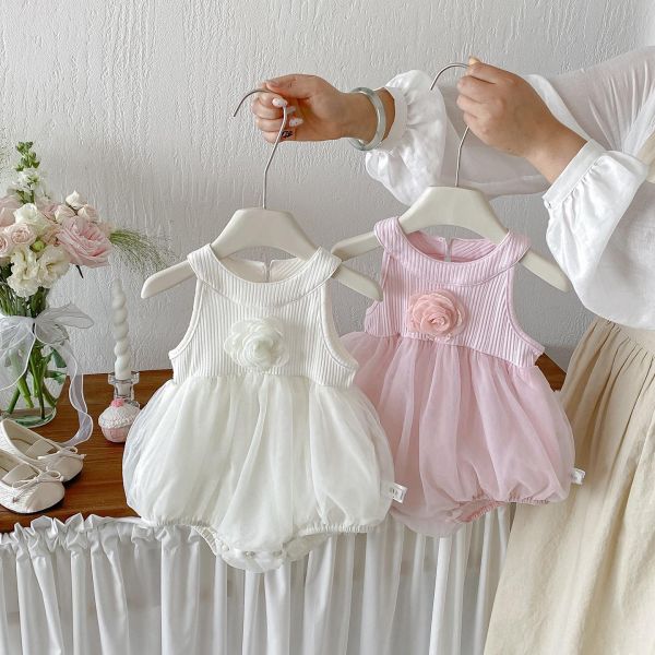 小香風立體小花削肩包屁衣 