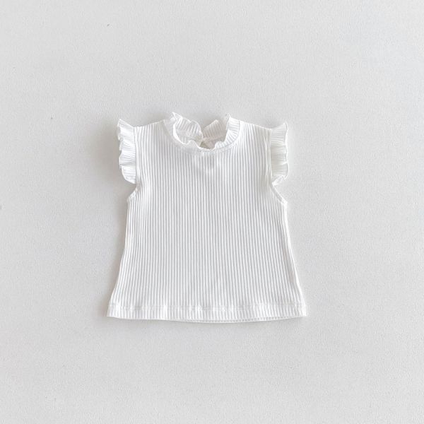 兩件式-木耳背心上衣+蝴蝶結吊帶包屁衣 