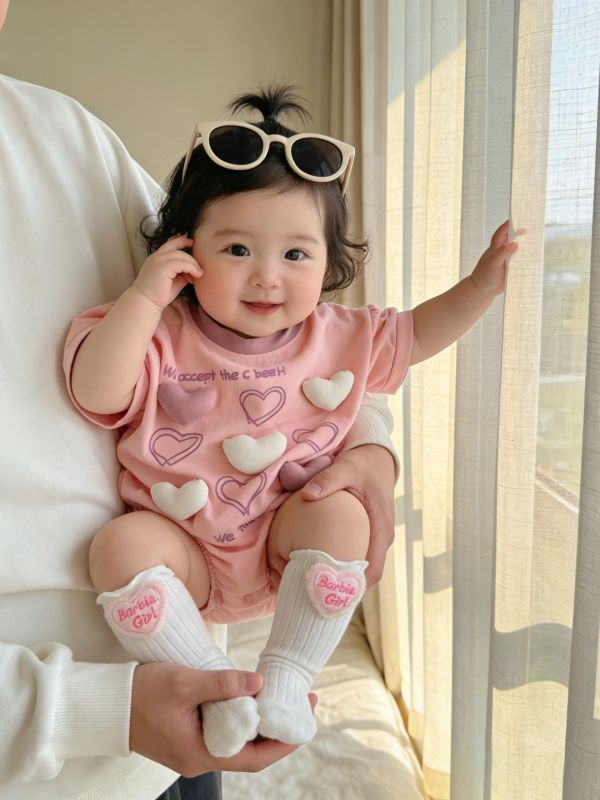 立體愛心可愛印花包屁衣(2色) 