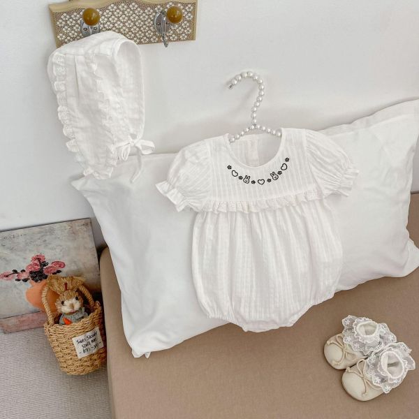 簡約兔子刺繡包屁衣+兔耳帽 