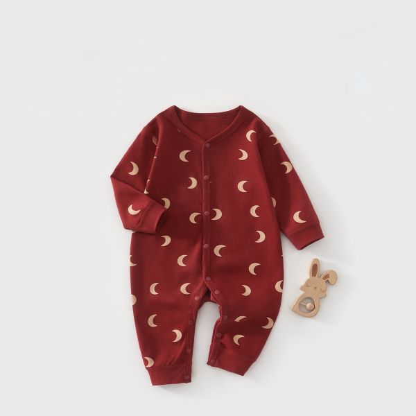新生兒月亮開釦棉質連身裝 