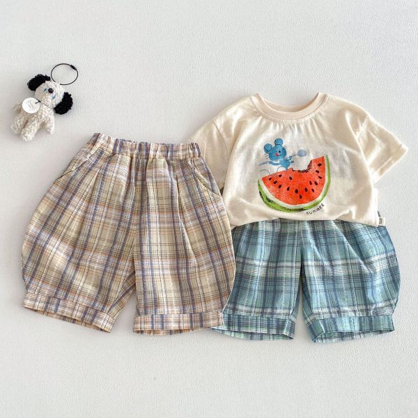 復古英倫格紋燈籠短褲 