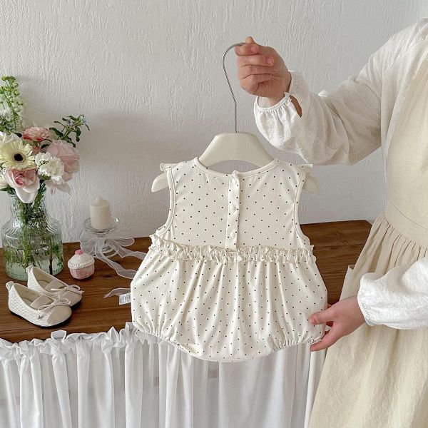 點點貓咪荷葉包屁衣 