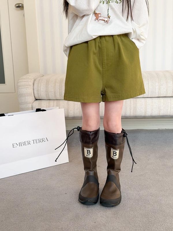 男女童素色棉麻透氣五分短褲(5色) 