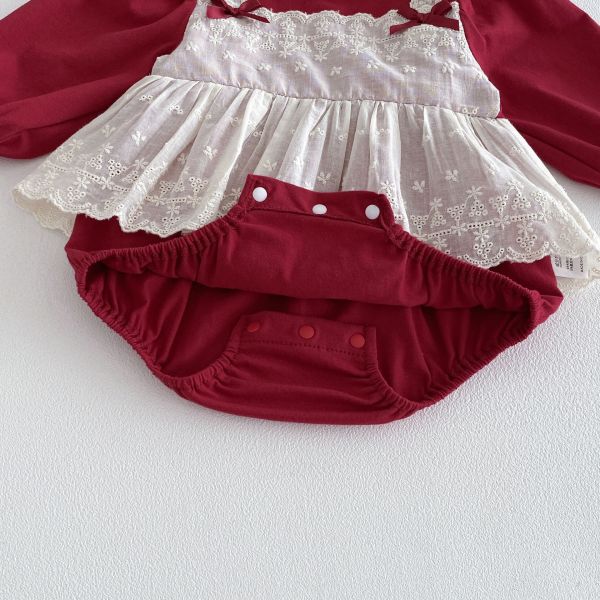 假兩件吊帶蕾絲包屁裙 