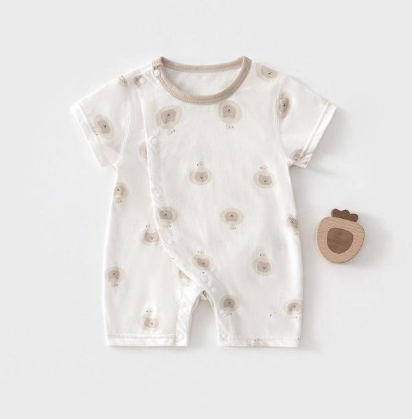 新生兒側開夏季可愛連身裝 