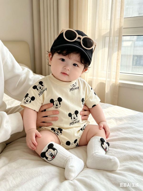 滿版米奇印花寬鬆包屁衣 