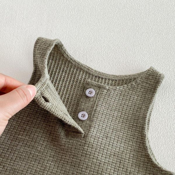 螺紋軟糯上衣/華夫格背心兩件套 