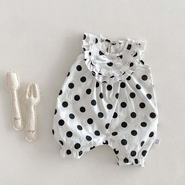 後開釦點點花領連身裝 