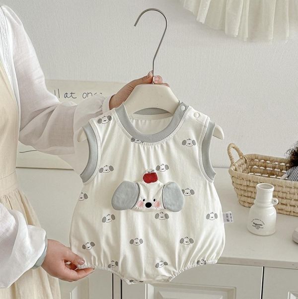 立體可愛狗狗背心式包屁衣 