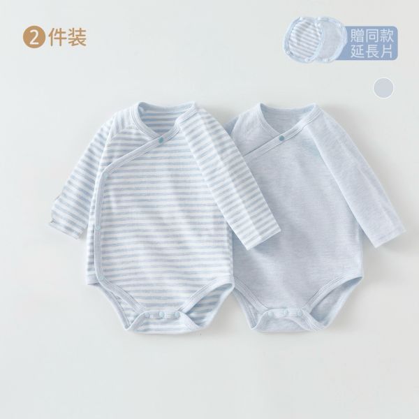 獨家！素色/條紋可延展包屁衣(兩件裝) 