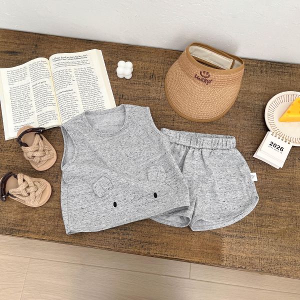 素色河馬造型背心式套裝 