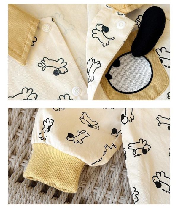 狗狗翻領梭織綿連身裝 